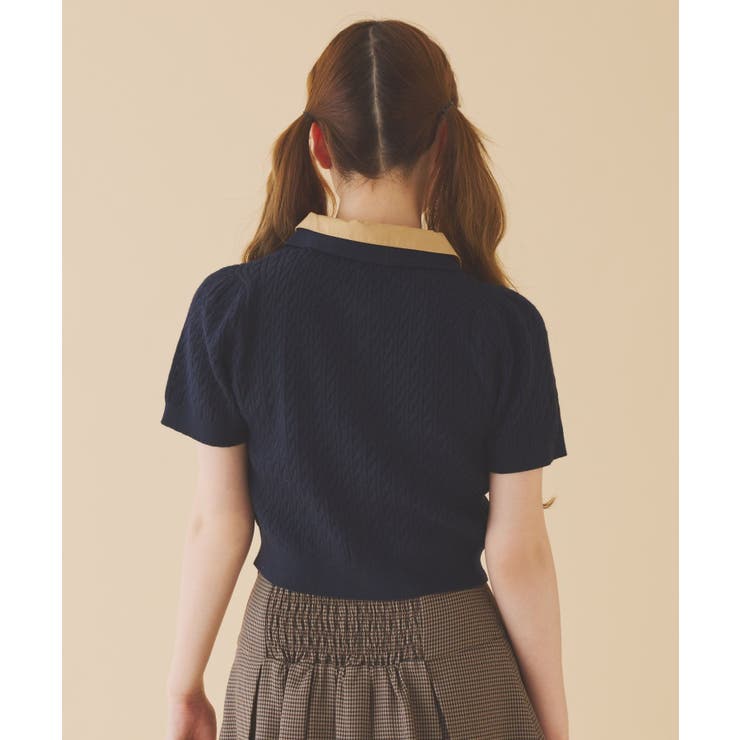 【one after another】２枚衿ケーブル半袖ニット | NICE CLAUP / OLIVE des OLIVE　OUTLET | 詳細画像36 