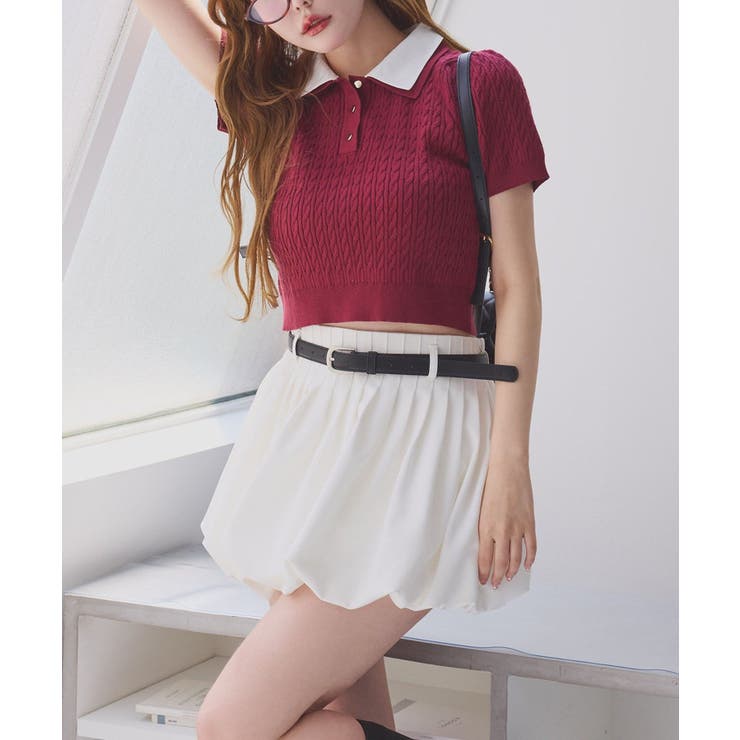 【one after another】２枚衿ケーブル半袖ニット | NICE CLAUP / OLIVE des OLIVE　OUTLET | 詳細画像44 