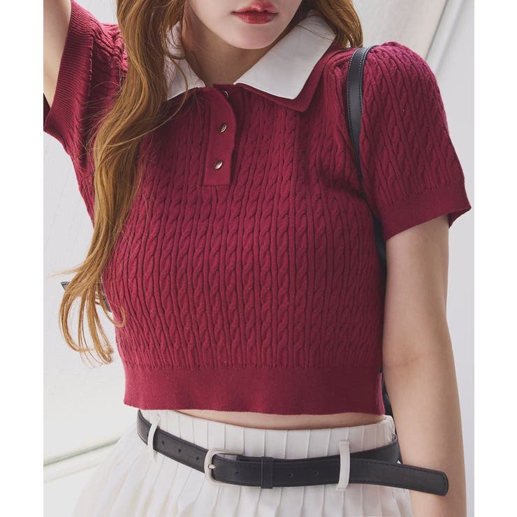 【one after another】２枚衿ケーブル半袖ニット | NICE CLAUP / OLIVE des OLIVE　OUTLET | 詳細画像46 