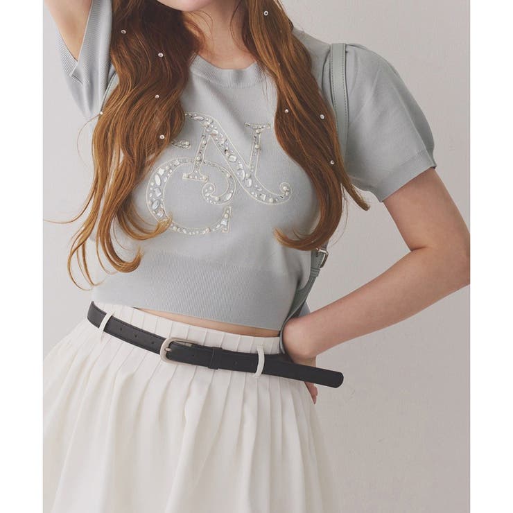 専用♡アプ今季ストライプビジューニット プチリボンビジューニット/MAJESTIC LEGON(マジェスティックレゴン