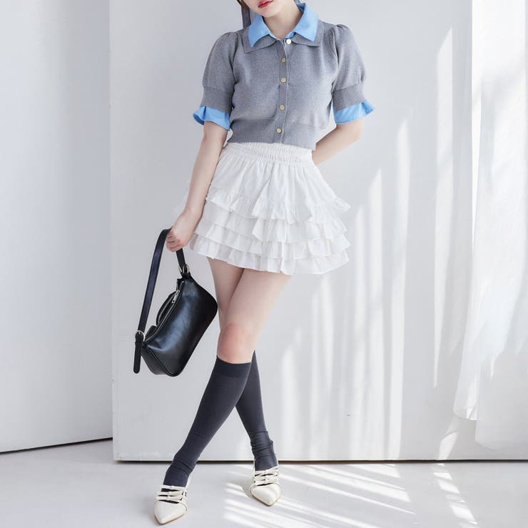 【one after another】重ね襟半袖ニット | NICE CLAUP / OLIVE des OLIVE　OUTLET | 詳細画像12 