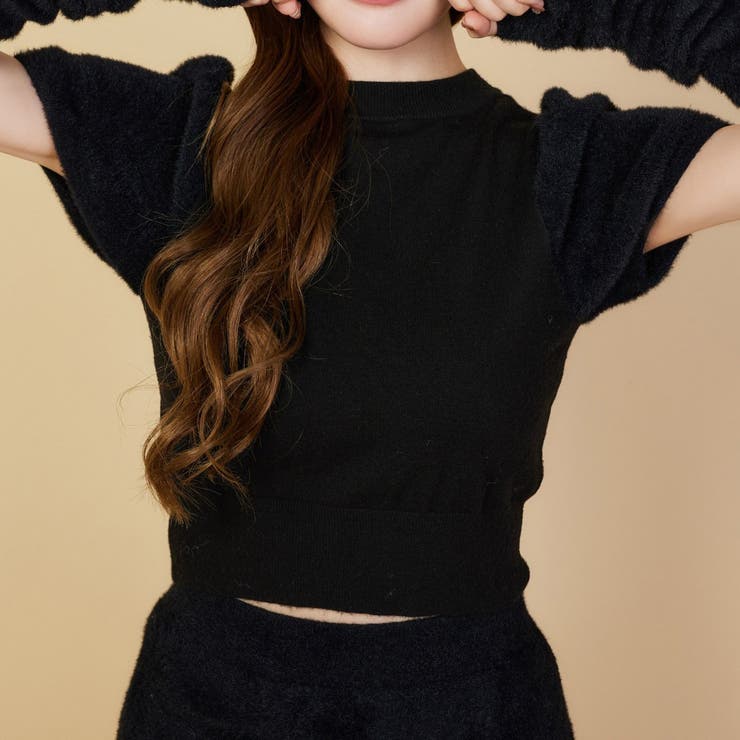 ブラック | アームウォーマー付きニット | NICE CLAUP / OLIVE des OLIVE　OUTLET