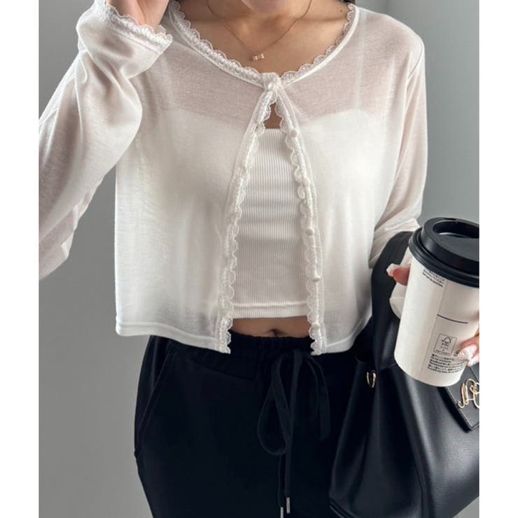 【one after another】レース付きカットカーディガン | NICE CLAUP / OLIVE des OLIVE　OUTLET | 詳細画像6 