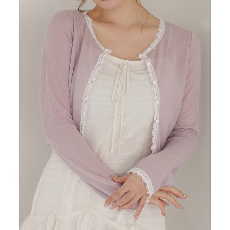 ラベンダー | 【one after another】レース付きカットカーディガン | NICE CLAUP / OLIVE des OLIVE　OUTLET