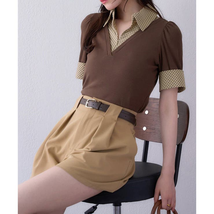 【one after another】チェックレイヤードドッキングトップス | NICE CLAUP / OLIVE des OLIVE　OUTLET | 詳細画像3 