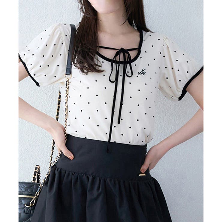 アイボリー | 【one after another】ホルターネック配色ドットトップス | NICE CLAUP / OLIVE des OLIVE　OUTLET