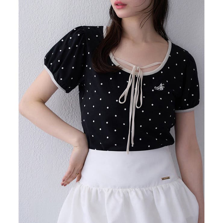 one after another】ホルターネック配色ドットトップス[品番