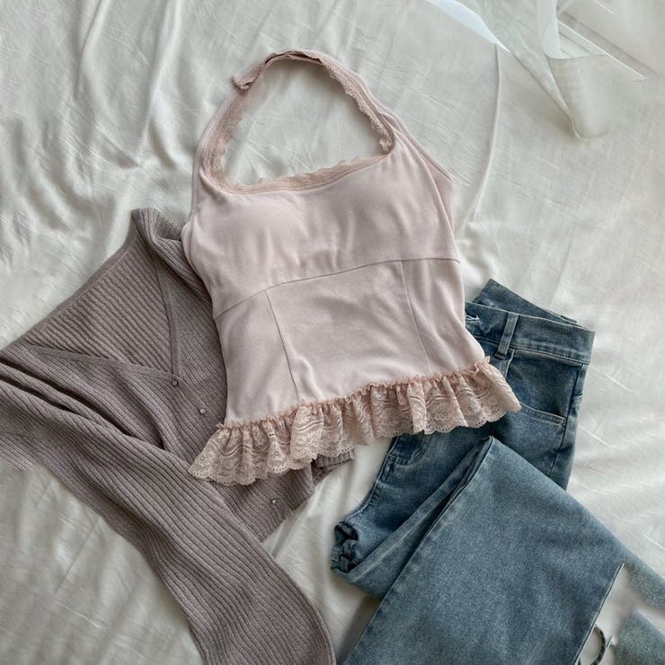 ピンク | 【one after another】裾レースホルターネックインナー | NICE CLAUP / OLIVE des OLIVE　OUTLET