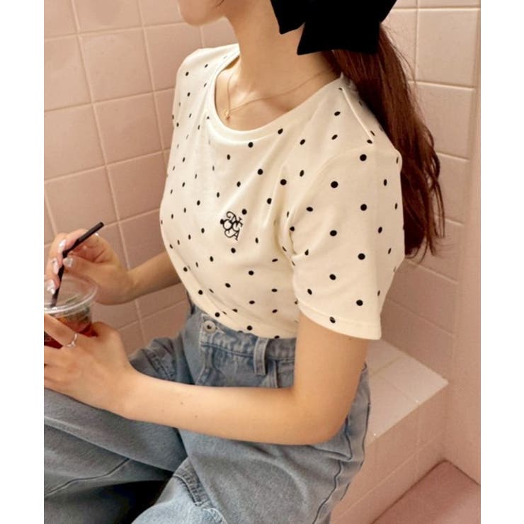 【one after another】ワンポイント刺繍ドットTシャツ | NICE CLAUP / OLIVE des OLIVE　OUTLET | 詳細画像3 