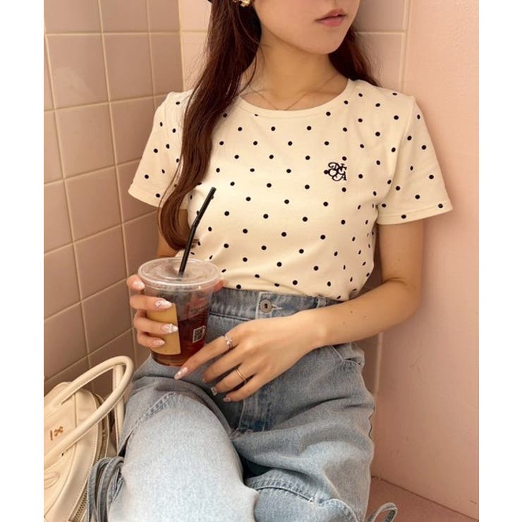 【one after another】ワンポイント刺繍ドットTシャツ | NICE CLAUP / OLIVE des OLIVE　OUTLET | 詳細画像4 