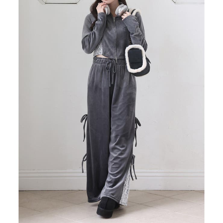 サイドレースベロアパーカー | NICE CLAUP / OLIVE des OLIVE　OUTLET | 詳細画像4 