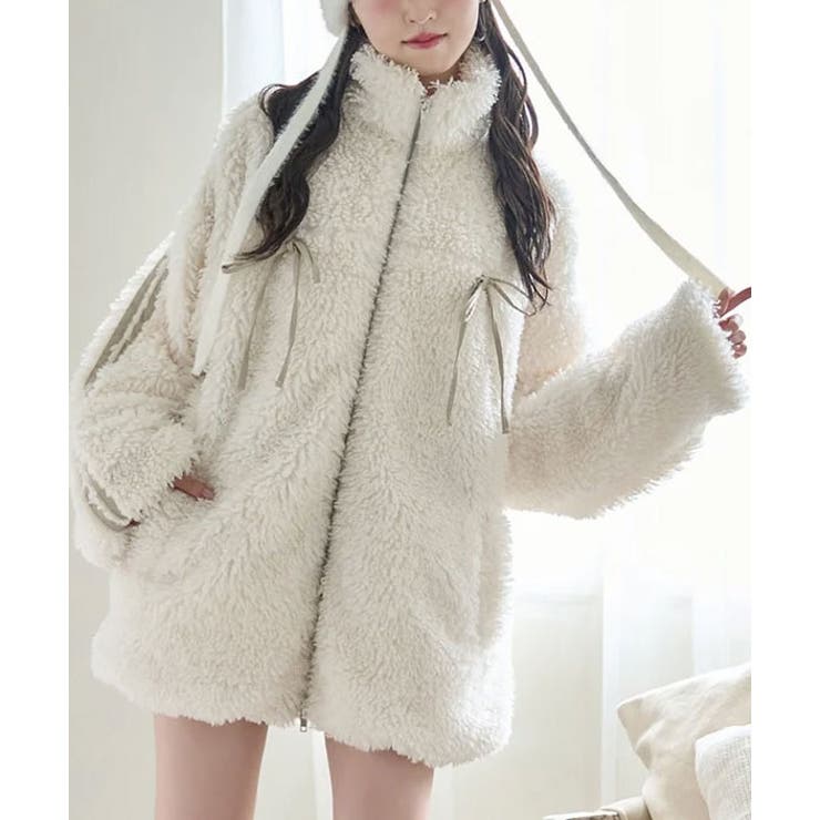 リボンボアブルゾン | NICE CLAUP / OLIVE des OLIVE　OUTLET | 詳細画像1 