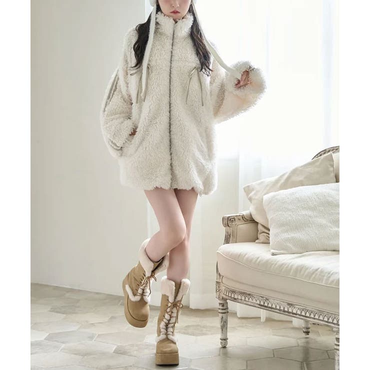 リボンボアブルゾン | NICE CLAUP / OLIVE des OLIVE　OUTLET | 詳細画像2 