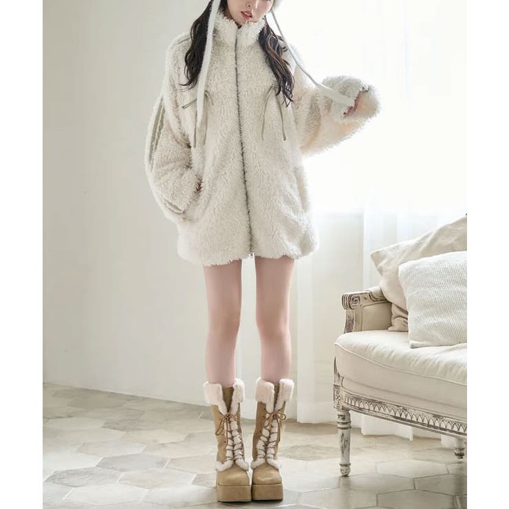 リボンボアブルゾン | NICE CLAUP / OLIVE des OLIVE　OUTLET | 詳細画像3 