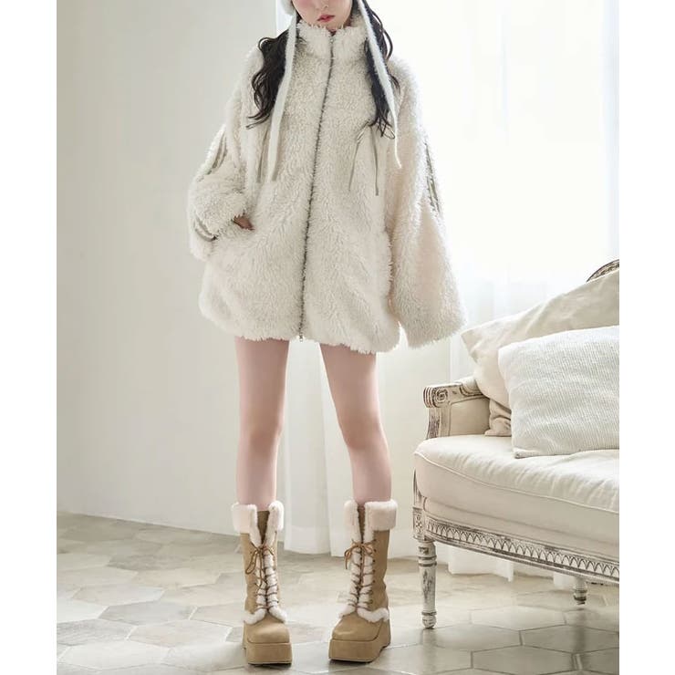 リボンボアブルゾン | NICE CLAUP / OLIVE des OLIVE　OUTLET | 詳細画像4 