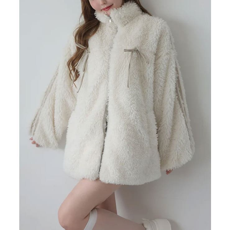 リボンボアブルゾン | NICE CLAUP / OLIVE des OLIVE　OUTLET | 詳細画像5 