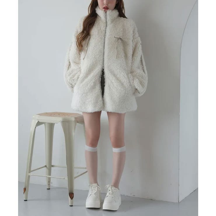 リボンボアブルゾン | NICE CLAUP / OLIVE des OLIVE　OUTLET | 詳細画像6 