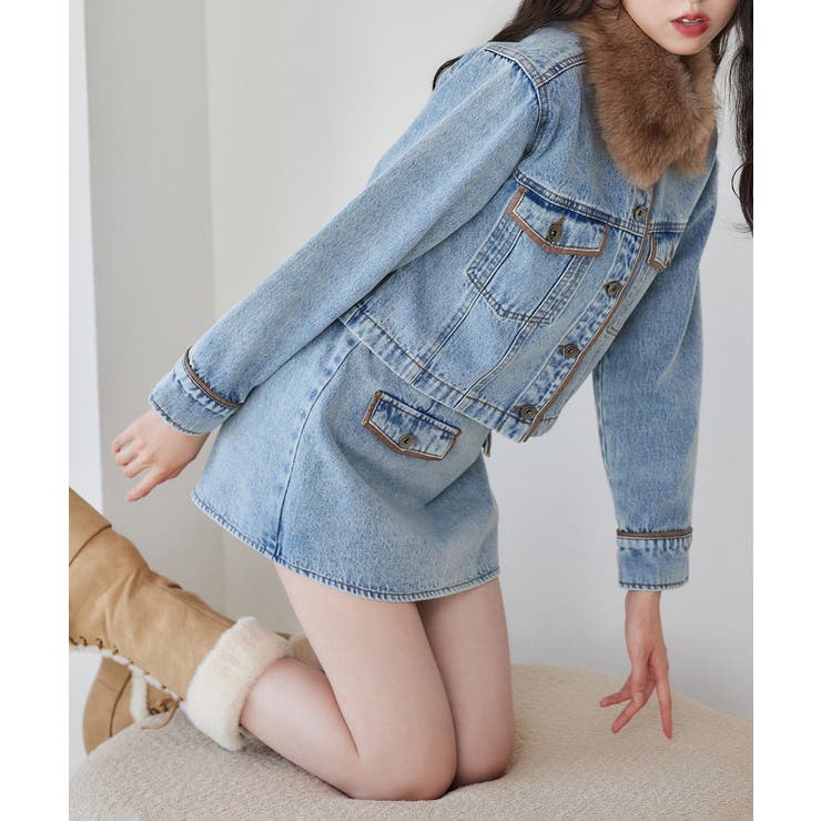 【one after another】襟ファー配色ジャケット | NICE CLAUP / OLIVE des OLIVE　OUTLET | 詳細画像4 