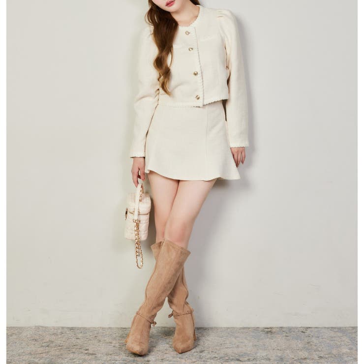 ノーカラーツイードジャケット | NICE CLAUP / OLIVE des OLIVE　OUTLET | 詳細画像6 