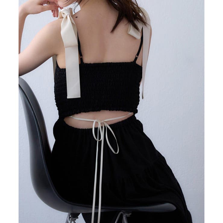 ブラック | 【one after another】背中あきティアードキャミワンピ | NICE CLAUP / OLIVE des OLIVE　OUTLET