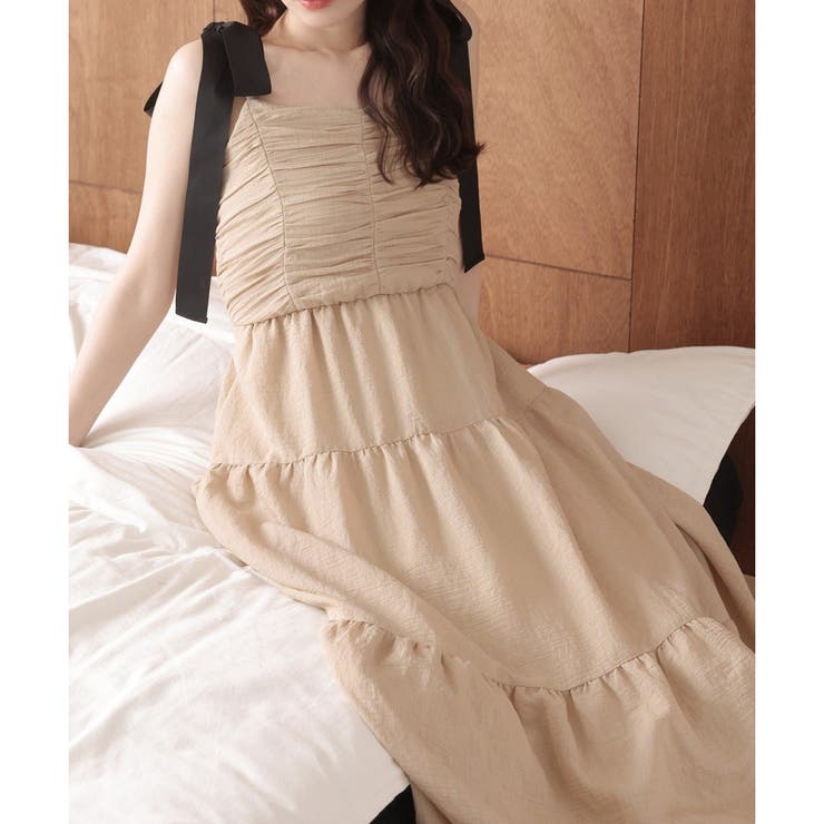 ベージュ | 【one after another】背中あきティアードキャミワンピ | NICE CLAUP / OLIVE des OLIVE　OUTLET