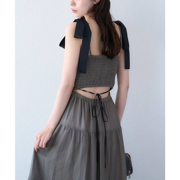 one after another】背中あきティアードキャミワンピ[品番