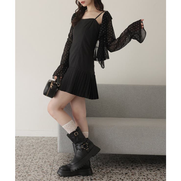 【one after another】肩リボン裾プリーツジャンスカ | NICE CLAUP / OLIVE des OLIVE　OUTLET | 詳細画像3 