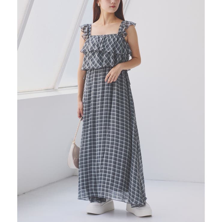 柄1 | サイドリボンフリルキャミワンピ | NICE CLAUP / OLIVE des OLIVE　OUTLET