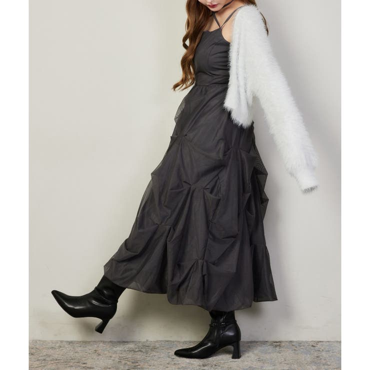 one after another】バルーンチュールキャミワンピース[品番