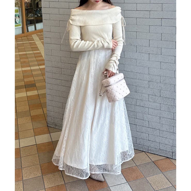 one after another】オフショルドッキングワンピース[品番