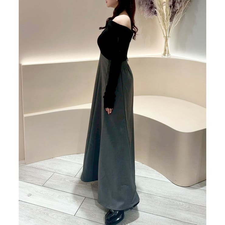 one after another】オフショルドッキングワンピース[品番