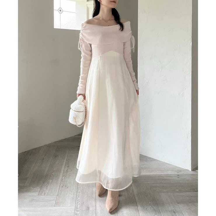 one after another】オフショルドッキングワンピース[品番