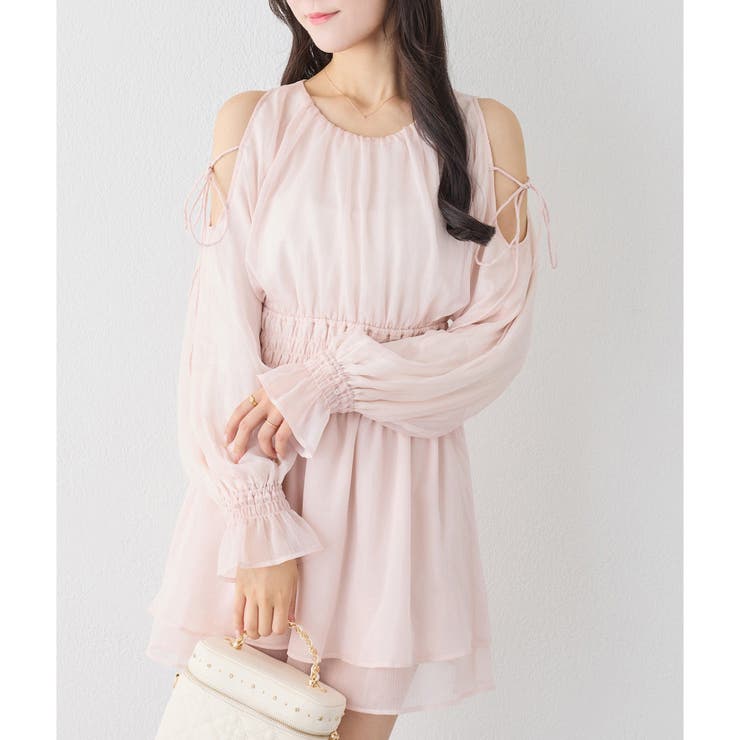 ピンク | 【one after another】肩あきシャーリングチュニック | NICE CLAUP / OLIVE des OLIVE　OUTLET