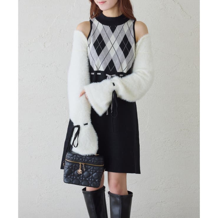 ブラック | 【one after another】アーガイルワンピセット | NICE CLAUP / OLIVE des OLIVE　OUTLET