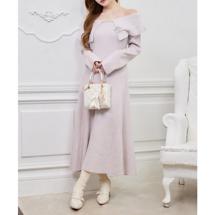 ピンク | 【one after another】ブローチ付きニットワンピ | NICE CLAUP / OLIVE des OLIVE　OUTLET