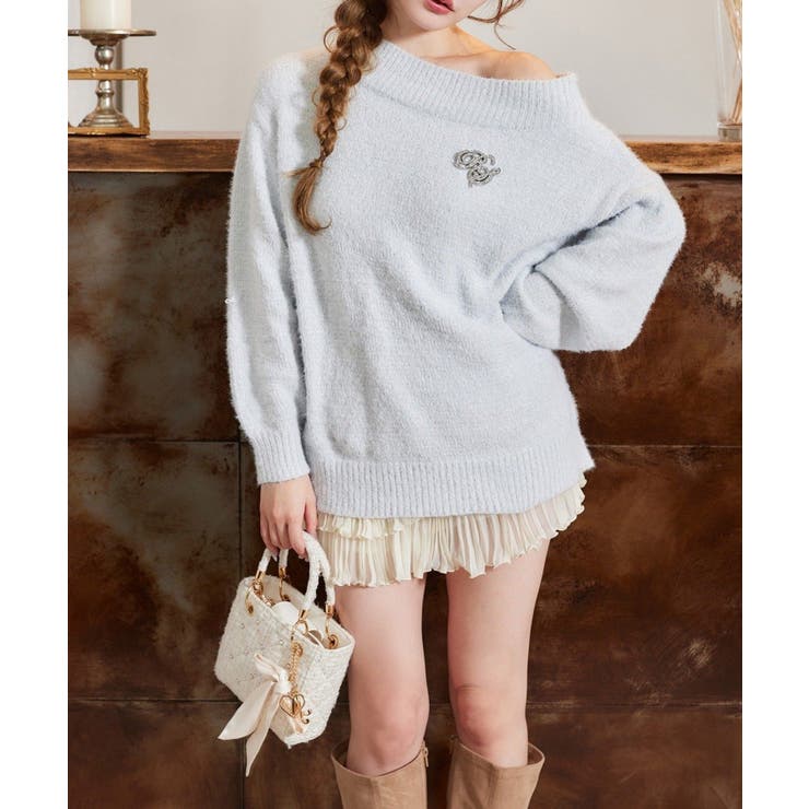 【one after another】ブローチ付きモールニットミニワンピース | NICE CLAUP / OLIVE des OLIVE　OUTLET | 詳細画像14 