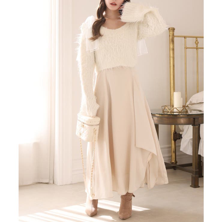 【one after another】肩リボンニットセットワンピース | NICE CLAUP / OLIVE des OLIVE　OUTLET | 詳細画像3 