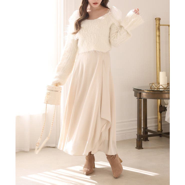 【one after another】肩リボンニットセットワンピース | NICE CLAUP / OLIVE des OLIVE　OUTLET | 詳細画像4 