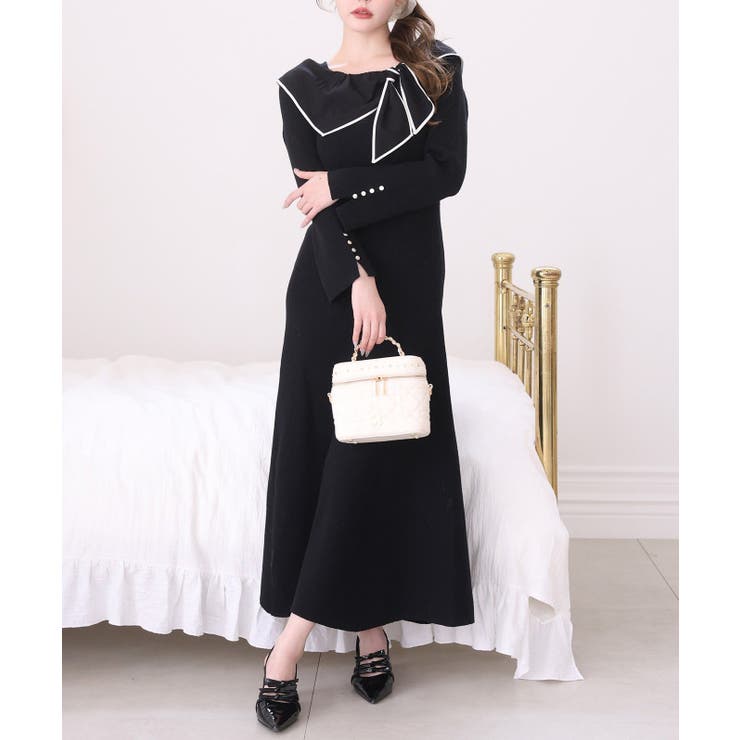 【one after another】異素材リボンニットロングワンピース | NICE CLAUP / OLIVE des OLIVE　OUTLET | 詳細画像9 