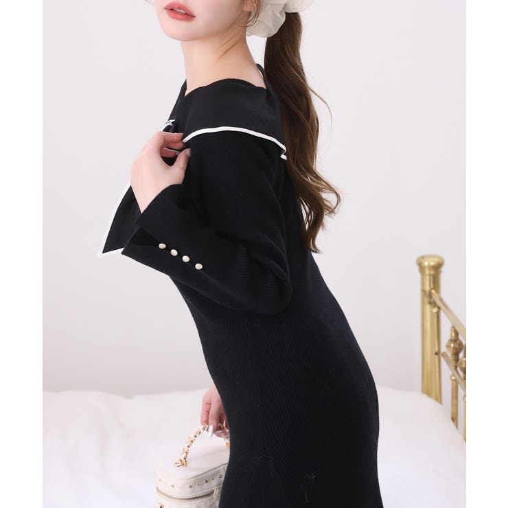 【one after another】異素材リボンニットロングワンピース | NICE CLAUP / OLIVE des OLIVE　OUTLET | 詳細画像12 