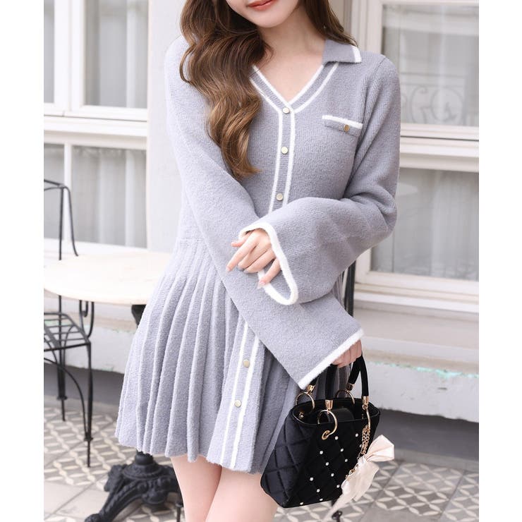 【one after another】襟付き配色ニットミニワンピース | NICE CLAUP / OLIVE des OLIVE　OUTLET | 詳細画像15 
