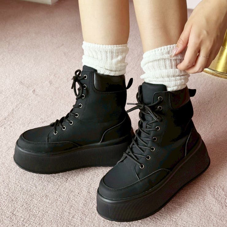 STONE  レザー トレッキングブーツ ブラック　ほぼ未使用 取り寄せ]M-373-S4 / プレート / 厚底ブーツ / 本革【NEW ROCK