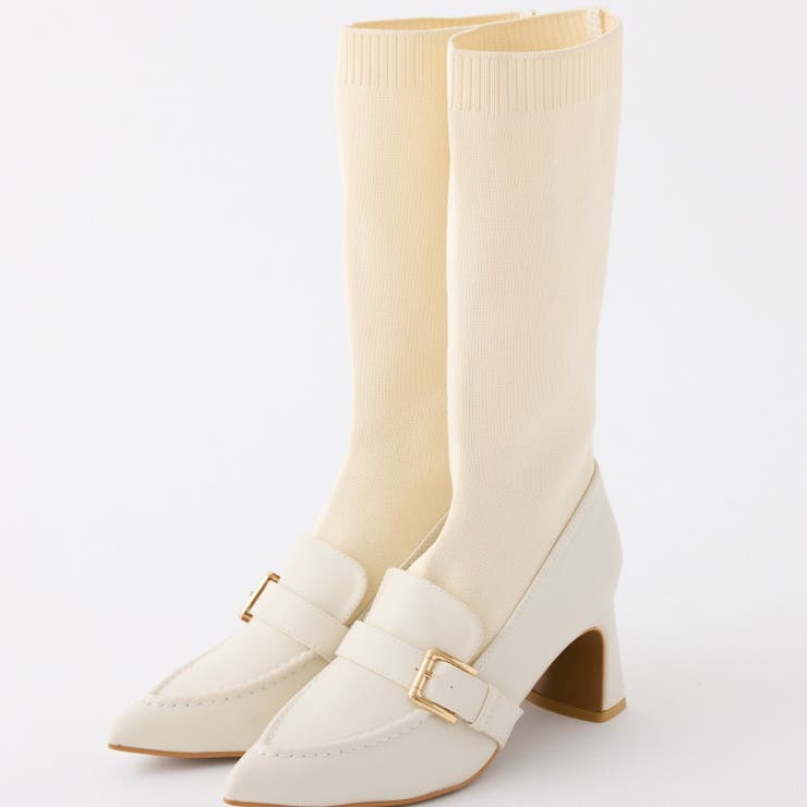 アイボリー | 【one after another】ソックスローファーブーツ | NICE CLAUP / OLIVE des OLIVE　OUTLET