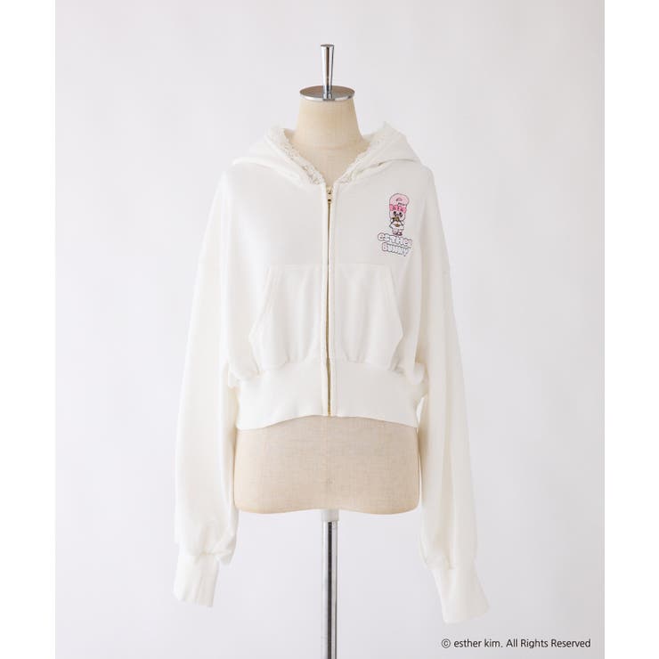 刺繍入りショートパーカー[品番：NCLW0016912]｜NICE CLAUP / OLIVE