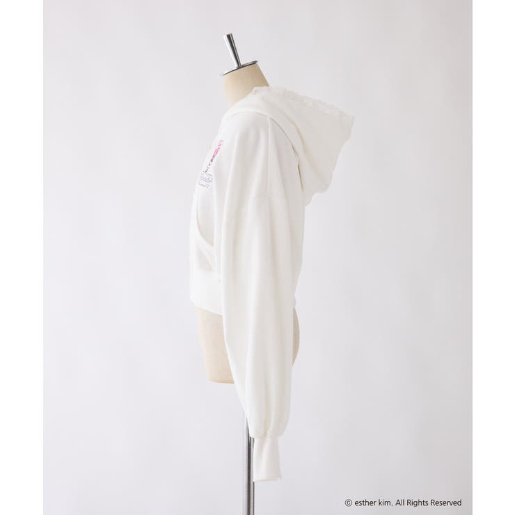 刺繍入りショートパーカー[品番：NCLW0016912]｜NICE CLAUP / OLIVE