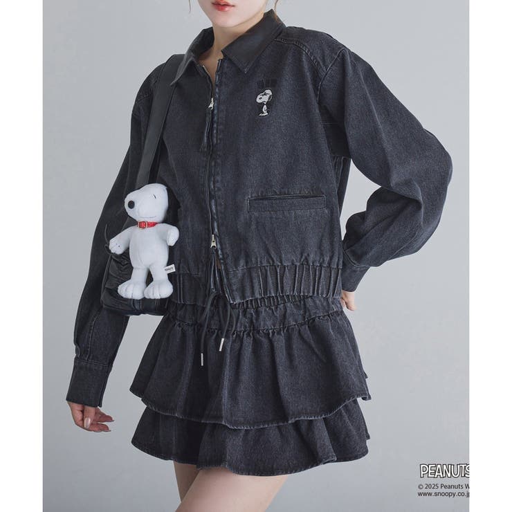 ブラック | スヌーピー刺繍入りバーンジャケット | NICE CLAUP / OLIVE des OLIVE　OUTLET