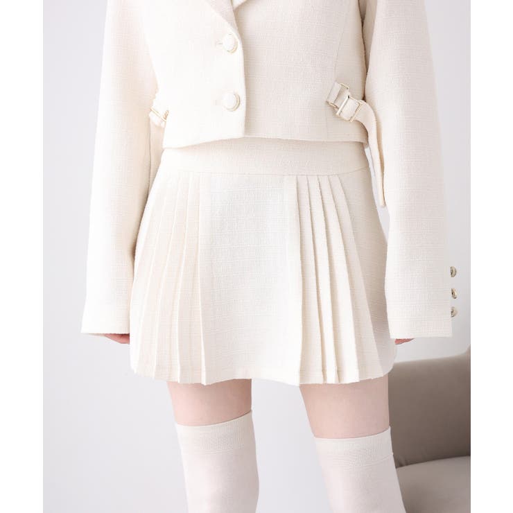 アイボリー | 【one after another】【SMサイズ展開あり】ツイードプリーツミニ… | NICE CLAUP / OLIVE des OLIVE　OUTLET