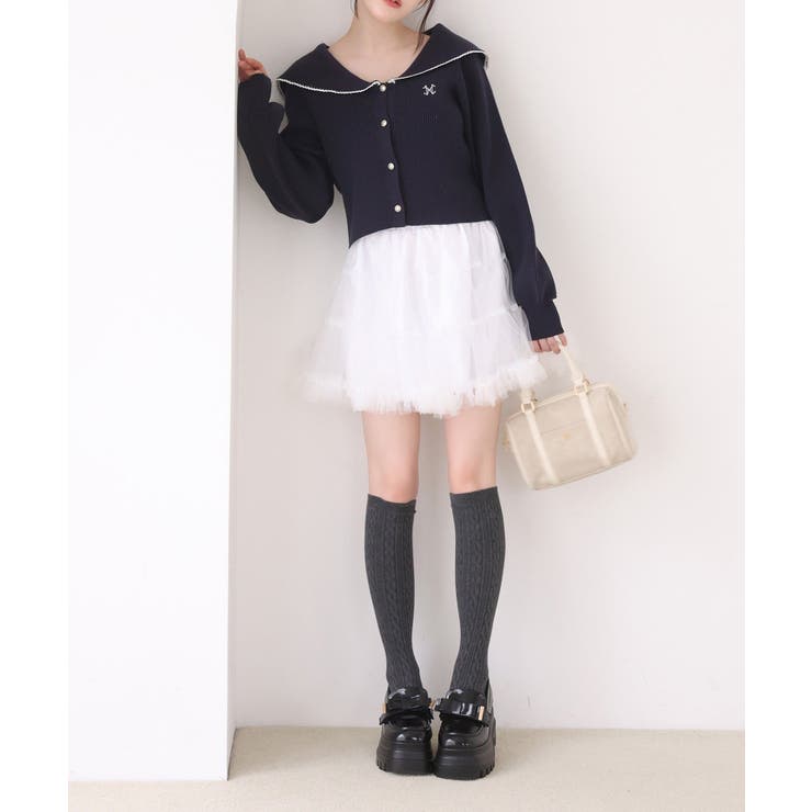 【one after another】チュールティアードミ二スカート | NICE CLAUP / OLIVE des OLIVE　OUTLET | 詳細画像4 