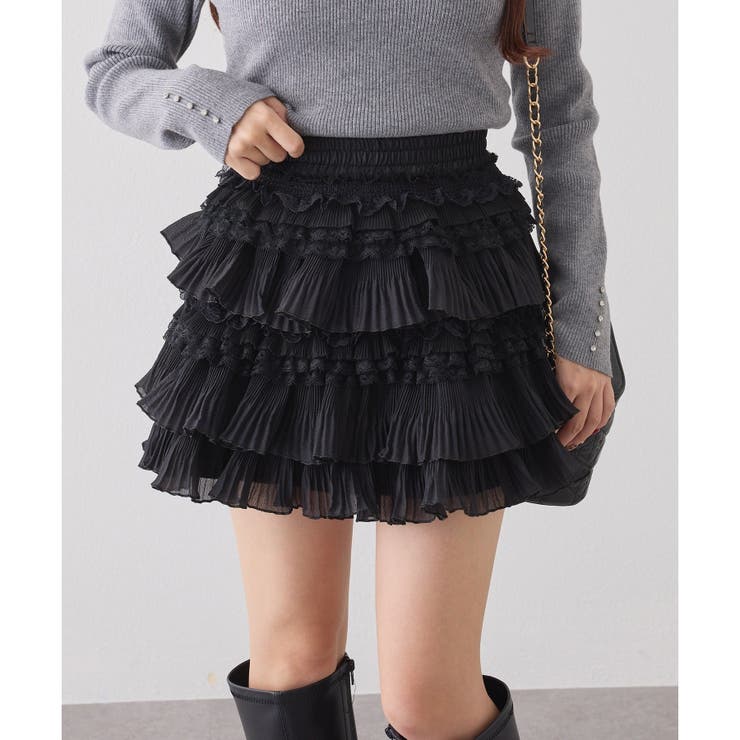 ブラック | 【one after another】フリルミニスカート | NICE CLAUP / OLIVE des OLIVE　OUTLET