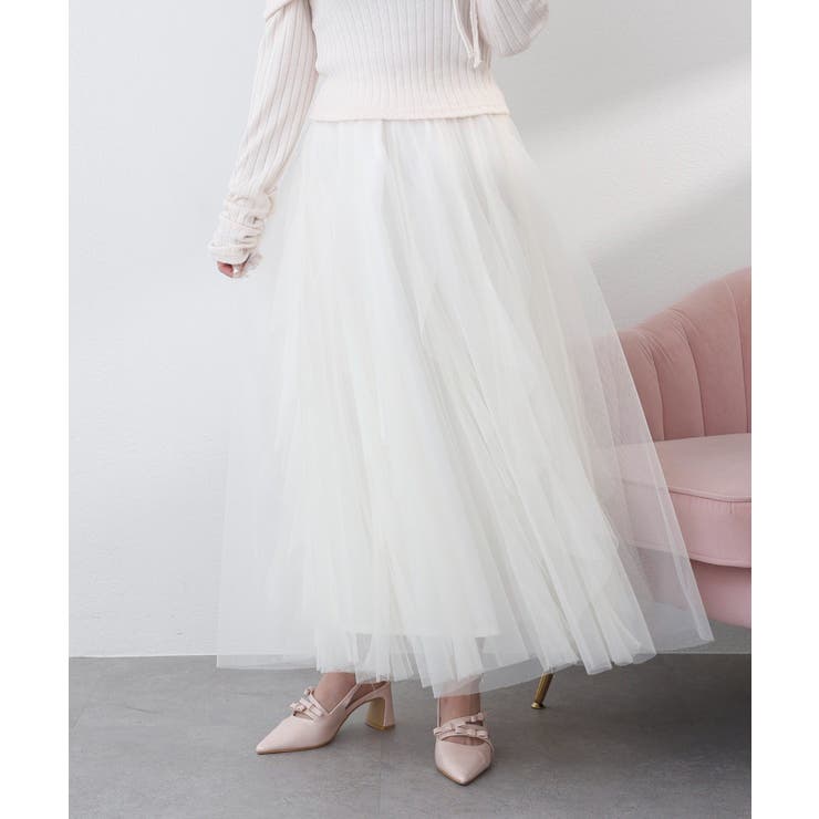 【one after another】チュールフリルロングスカート | NICE CLAUP / OLIVE des OLIVE　OUTLET | 詳細画像3 